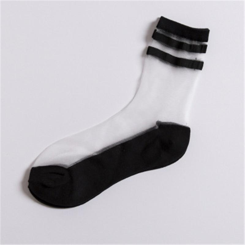 Kinky Cloth 200000866 Black Transparent Two Bars Short Socks