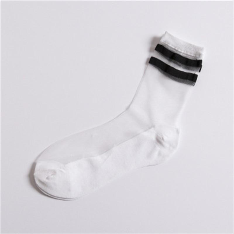 Kinky Cloth 200000866 White Transparent Two Bars Short Socks