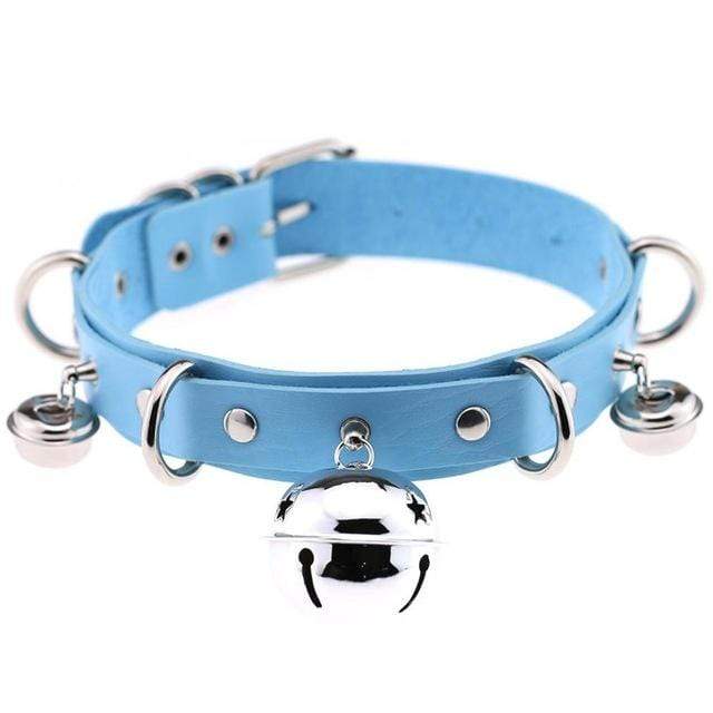 Kinky Cloth light blue Triple Bell Ring Collar