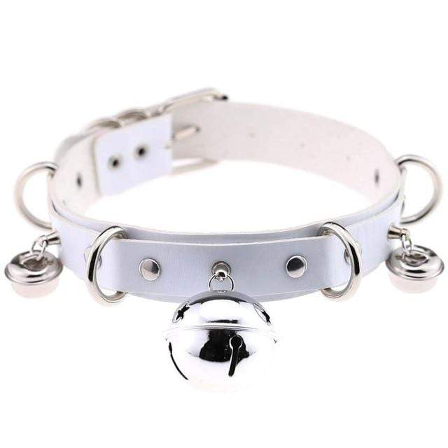 Kinky Cloth white Triple Bell Ring Collar