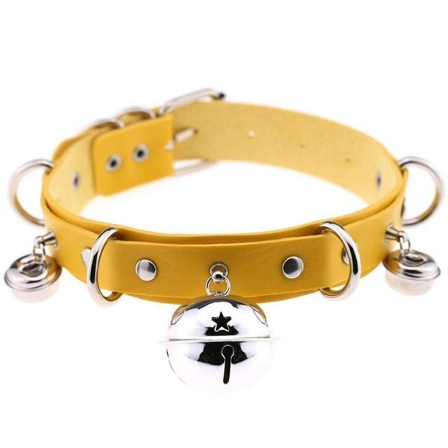 Kinky Cloth yellow Triple Bell Ring Collar