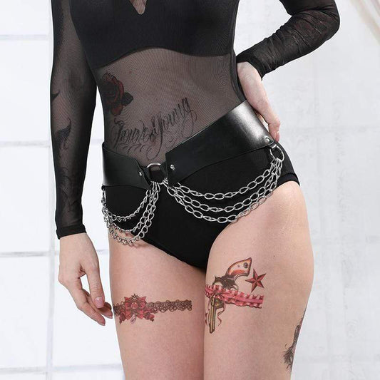 Kinky Cloth 200001886 Triple Chains Gothic Leather Belt
