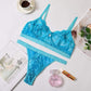 Kinky Cloth 3120601 Olympic Blue / L Ultra Thin Lingerie Lace Bra Set