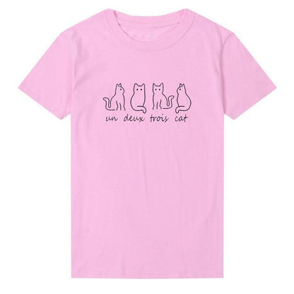 Kinky Cloth Pink / L Un Deux Trois Cat T-shirt