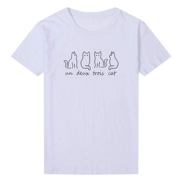 Kinky Cloth WHITE / L Un Deux Trois Cat T-shirt