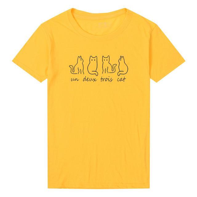 Kinky Cloth Yellow / L Un Deux Trois Cat T-shirt