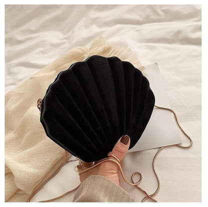 Kinky Cloth 100002856 Black Velour Shell Shape Shoulder Bag