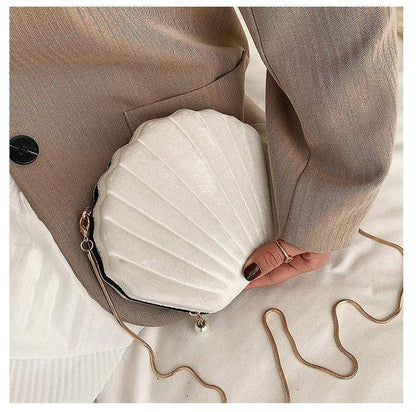 Kinky Cloth 100002856 Beige Velour Shell Shoulder Bag