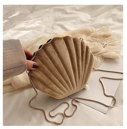 Kinky Cloth 100002856 Khaki Velour Shell Shoulder Bag
