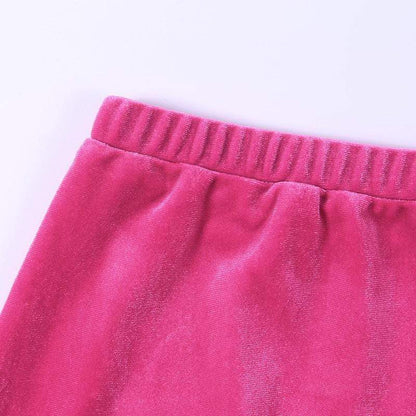 Kinky Cloth Skirt Velvet Crop Top Skirt Set