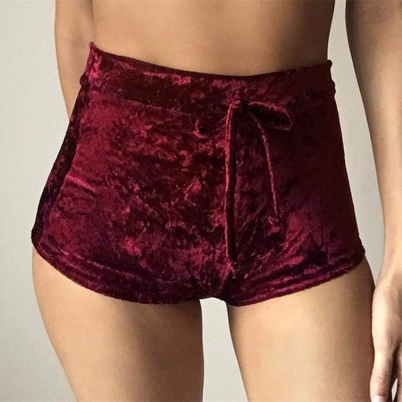 Kinky Cloth Shorts burgundy / L Velvet Drawstring Shorts