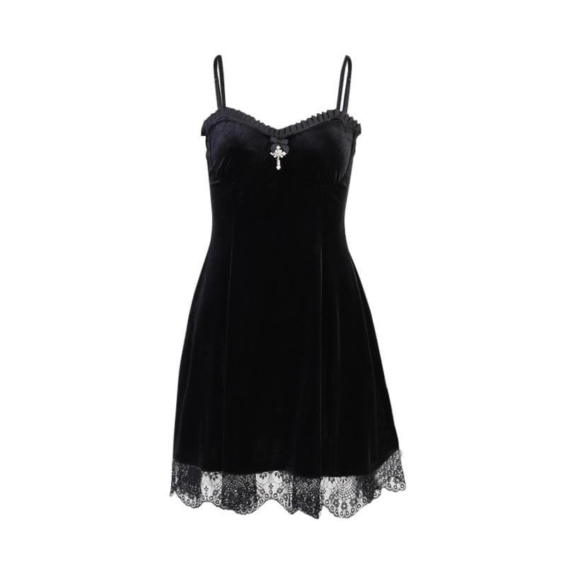 Kinky Cloth Black / S Velvet Goth Dress