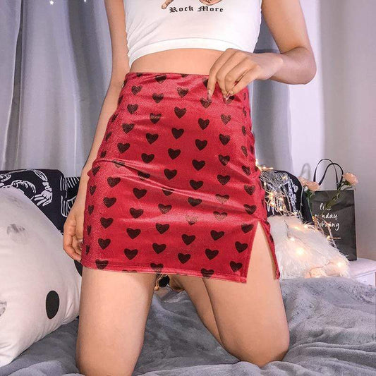 Kinky Cloth Skirt Velvet Hearts Skirt