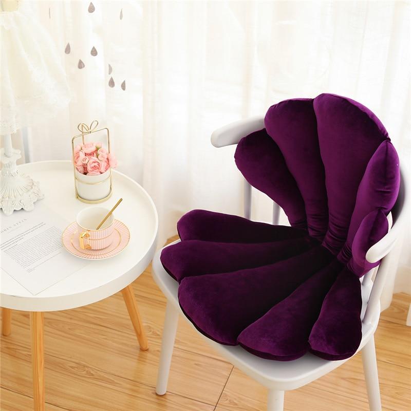 Kinky Cloth 100001765 Dark Purple / 75X50X6cm Velvet Seashell Chair Seat Cushion
