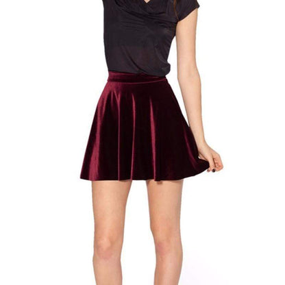 Kinky Cloth Skirt Velvet Skater Skirt