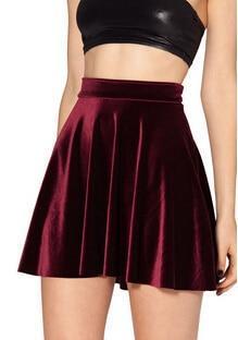 Kinky Cloth Skirt Maroon / L Velvet Skater Skirt