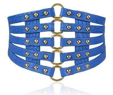 Kinky Cloth 200000298 Blue Vintage Metal Ring 5 Straps Belt