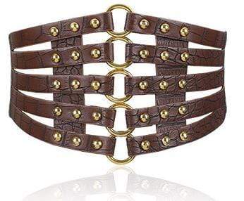 Kinky Cloth 200000298 Dark Brown Vintage Metal Ring 5 Straps Belt