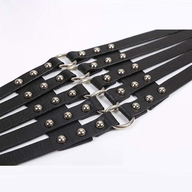 Kinky Cloth 200000298 Vintage Metal Ring 5 Straps Belt