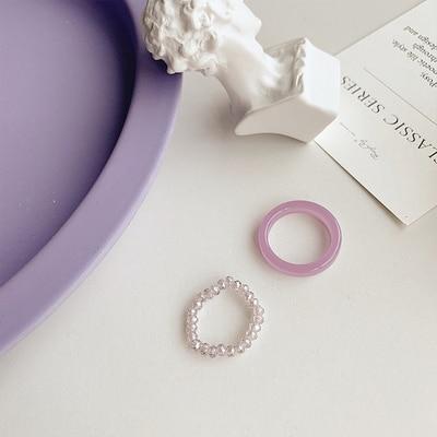 Kinky Cloth 100007323 Purple Vintage Resin Beads Ring Set