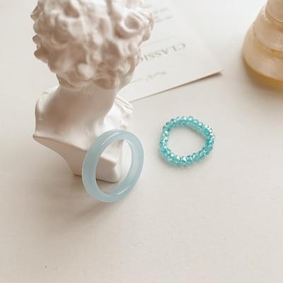 Kinky Cloth 100007323 Sky Blue Vintage Resin Beads Ring Set