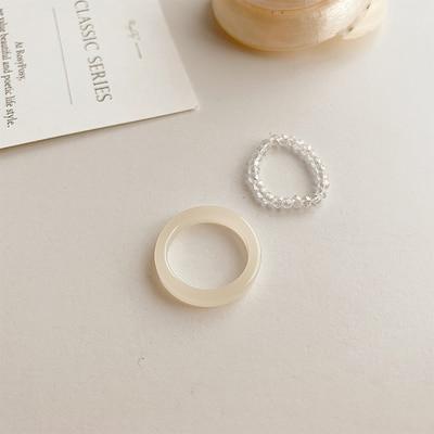 Kinky Cloth 100007323 White Vintage Resin Beads Ring Set