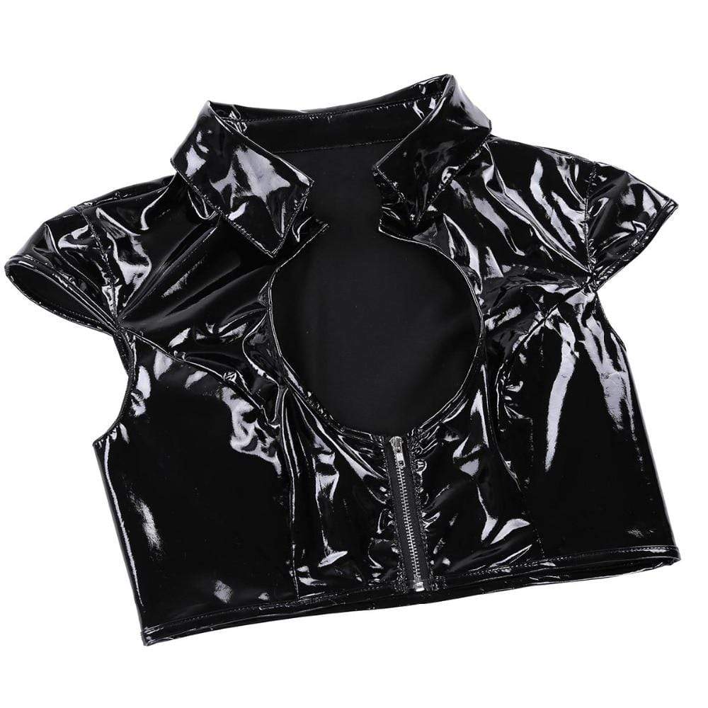 Kinky Cloth 200003494 Wetlook Leather Skirt and Top Set