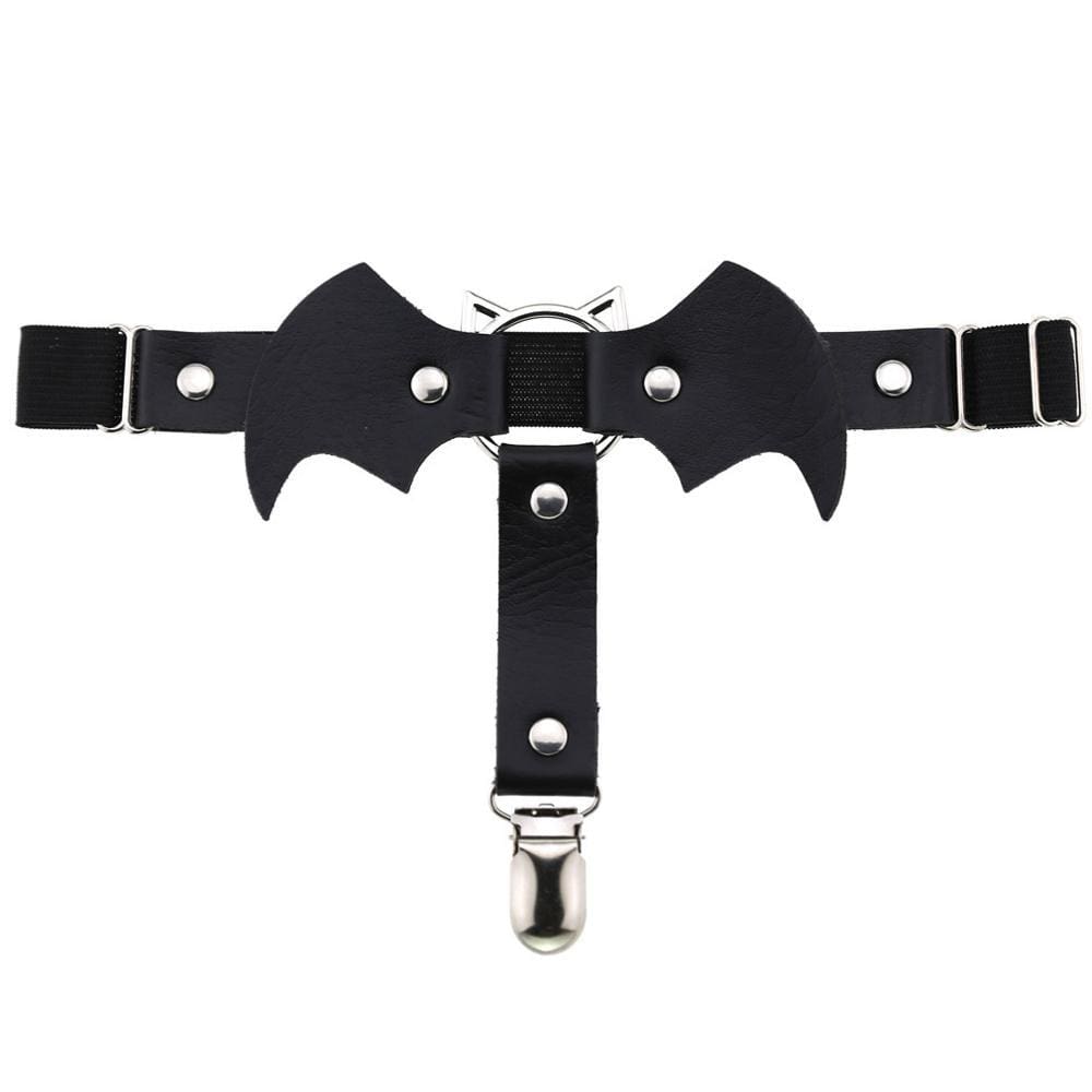 Kinky Cloth 200001886 White Bow Leather Single Clip Leg Garter Belt