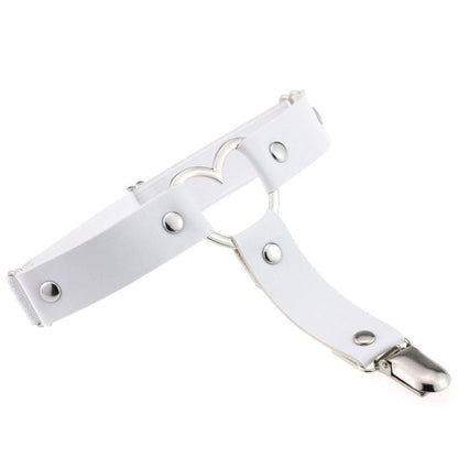 Kinky Cloth 200001886 White Heart Single Clip Leg Garter Belt