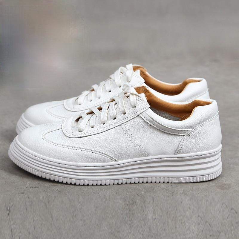 Kinky Cloth White Leather Chunky Sneakers