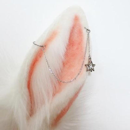 Kinky Cloth 200003991 Hair Hoop Earrings White Rabbit Ear Headwear & Tail