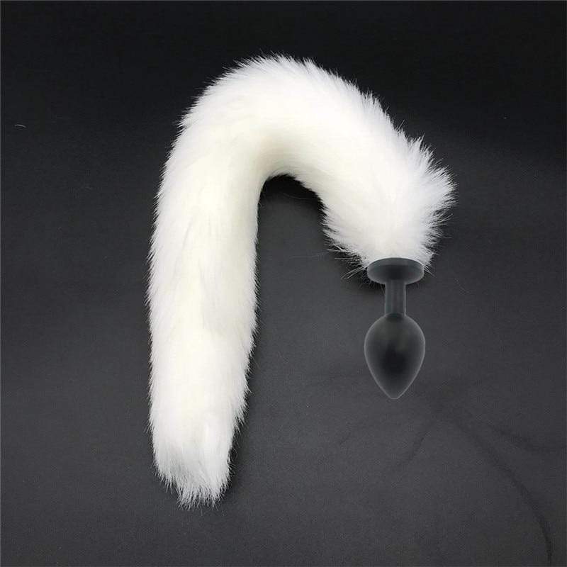 Kinky Cloth 200345142 Medium 120 White Snow Fox Tail Plug