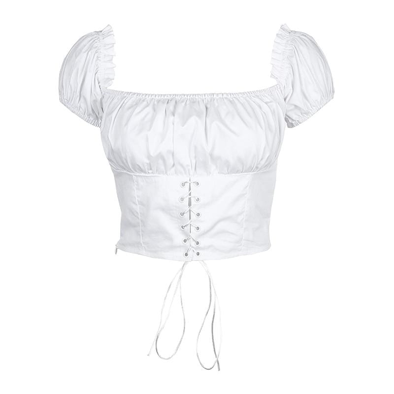 Kinky Cloth 200000791 White / L White Vintage Ruched Crop Top