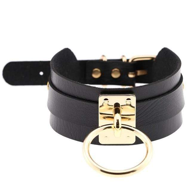 Kinky Cloth Black Wide Band Ring Collar