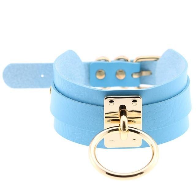Kinky Cloth Light Blue Wide Band Ring Collar