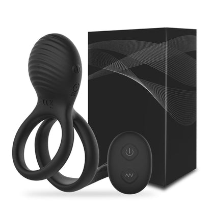 Kinky Cloth Black -Remote-BOX / China Wireless Cockring Vibrator