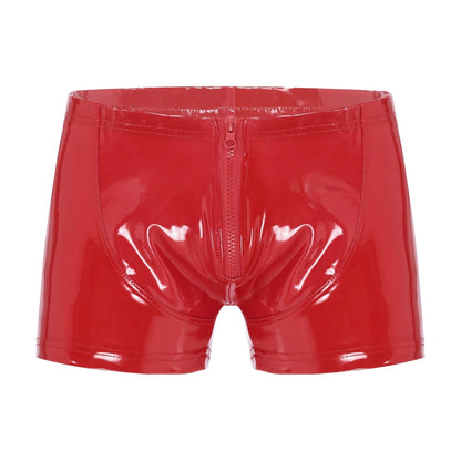 Kinky Cloth Red / M / 1pc Zipper Front Boxer Brief Shorts
