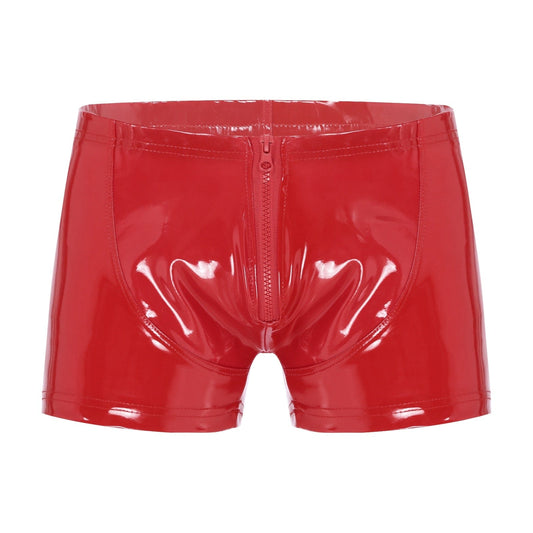 Kinky Cloth Red / M / 1pc Zipper Front Boxer Brief Shorts