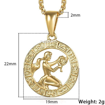 Zodiac Sign Gold Pendant Necklace